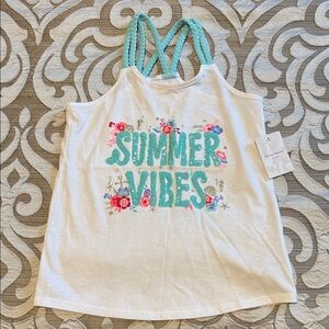 Tommy Bahama Kids Tank Top - White with Teal and Pink Accents